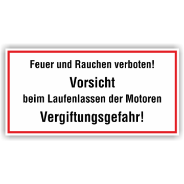 Verbotsschild m. Hinweistext, Feuer und Rauchen verb. .. Vergiftungsgefahr! Kunststoff, 400x200mm