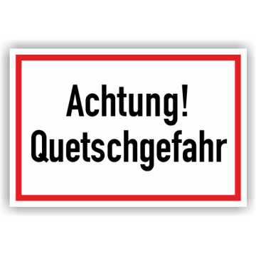 Warnschild m. Hinweistext, Achtung Quetschgefahr, Aluminium, 300 x 200 mm