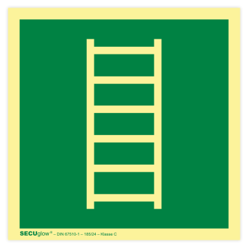 Rettungszeichen, Fluchtleiter, ISO 7010, SECUglow 185, Kunststoff, 200 x 200 mm
