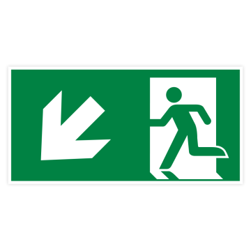 Rettungszeichen, Rettungsweg links abwärts, ISO 7010