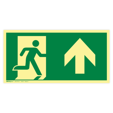 Rettungszeichen, Rettungsweg geradeaus, ISO 7010, langnachleuchtend, SECUglow