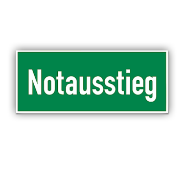 Rettungszeichen, Notausstieg, Aufkleber, Folie, 250 x 100 mm
