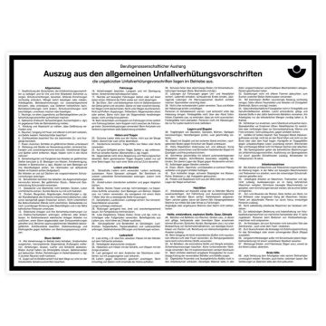 Sicherheitsaushang Unfallverhütungsvorschrift DGUV Auszug, Kunststoff, 297 x 420 mm