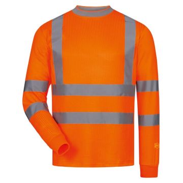 UV-Warnschutz Langarm T-Shirt, 22695, UPF 40+, fl. orange, Polyester/Baumwolle/Interlock