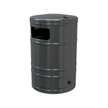 Abfallbehälter 40L mit Ascher Ø 340mm Höhe 530mm, 2 seitliche Einwurföffnungen, Eisenglimmer