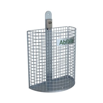 Abfallbehälter, Nierenform, Draht, Höhe 430 mm, 27L, mit Schiene und Vierkantschlüssel