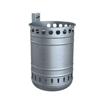 Abfallbehälter rund mit Lochkranz, Höhe 450 mm, 35L, Ø 320 mm, Schiene und Schlüssel, verzinkt