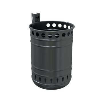 Abfallbehälter rund mit Lochkranz, Höhe 450 mm, 35L, Ø 320 mm, Schiene und Schlüssel, Eisenglimmer