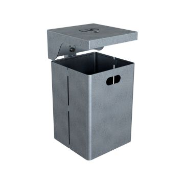 Abfallbehälter eckig, mit Dach und Ascher, Höhe 440 mm, 40L, Wand- oder Pfostenmontage, verzinkt