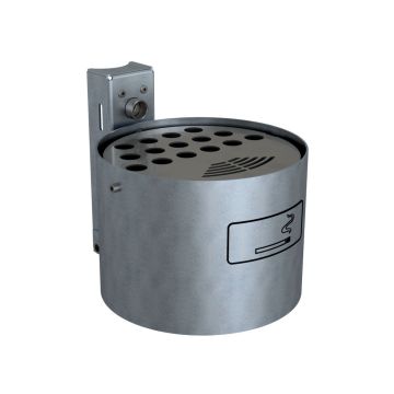 Rundascher, Wand- und Pfostenbefestigung, Schiene, Schlüssel und Aufkleber, 4L, Ø 200mm, verzinkt