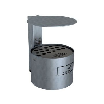 Rundascher mit Dach, Wand- und Pfostenmontage, Schiene und Schlüssel, 4L, Ø 200mm, verzinkt