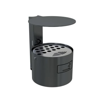 Rundascher mit Dach, Wand-  und Pfostenmontage, Schiene und Schlüssel, 4L, Ø 200mm, Eisenglimmer