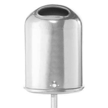Abfallbehälter oval, 45L, Schiene und Schlüssel, Höhe 600mm, Bodenklappe, Standpfosten, verzinkt