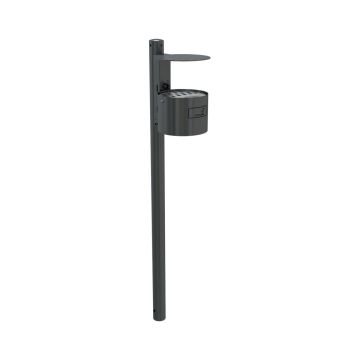 Rundascher mit Dach, mit Standpfosten, Schiene und Schlüssel, 4L, Ø 200mm, Eisenglimmer