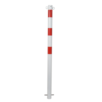 Absperrpfosten Ø 60 mm, zum Einbetonieren, Länge 1300 mm, weiß/rot, 2 Ösen