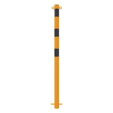 Absperrpfosten Ø 60 mm, zum Einbetonieren, Länge 1300 mm, gelb/schwarz, 2 Ösen