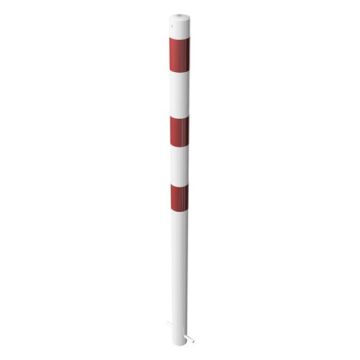 Absperrpfosten Ø 60 mm, zum Einbetonieren, Länge 1300 mm, weiß/rot