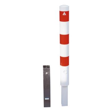Absperrpoller Ø 152 mm, herausnehmbar, Höhe 1000 mm, Dreikant, rot/weiß