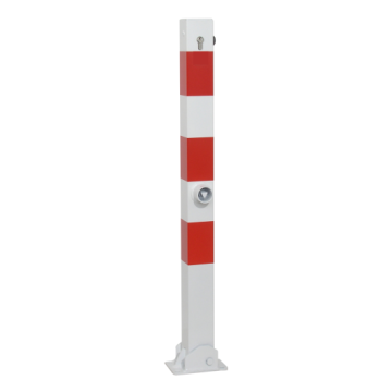Absperrpfosten umlegbar 70 x 70 mm, zum Aufdübeln, Dreikant + Zylinderschloss
