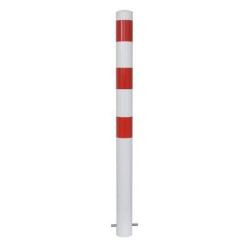 Absperrpfosten Ø 89 mm, zum Einbetonieren, rot/weiß