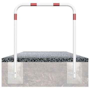 Abweisebügel, Stahlrohr Ø 48 mm, ohne Querholm, weiß/rot, zum Einbetonieren