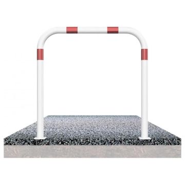 Abweisebügel, Stahlrohr Ø 60 mm, ohne Querholm, weiß/rot, zum Aufdübeln