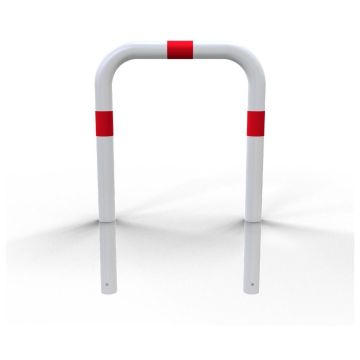 Abweisebügel, Stahlrohr Ø 76 mm, ohne Querholm, weiß/rot, zum Einbetonieren
