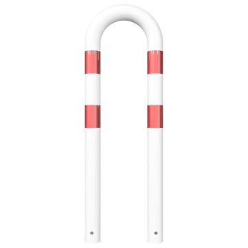 Abweisebügel, Stahlrohr Ø 76 mm, ohne Querholm, weiß/rot, zum Einbetonieren