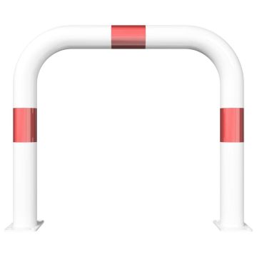 Abweisebügel, Stahlrohr Ø 76 mm, ohne Querholm, weiß/rot, zum Aufdübeln