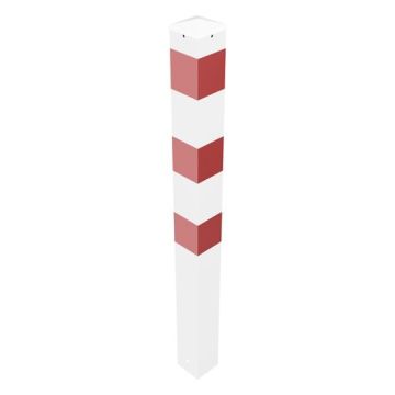 Absperrpfosten 100 x 100 mm, zum Einbetonieren, 950 mm Überflur, weiß/rot reflektierend