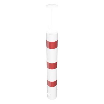Absperrpfosten Ø 152 mm, zum Einbetonieren, 800mm Überflur, Befüllbar, loser Deckel, weiß/rot