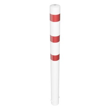 Absperrpfosten Ø 152 mm, zum Einbetonieren, 1600mm Überflur, feuerverzinkt, weiß/rot