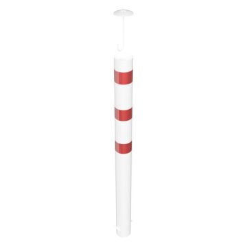 Absperrpfosten Ø 152 mm, zum Einbetonieren, 1600mm Überflur, Befüllbar, loser Deckel, weiß/rot
