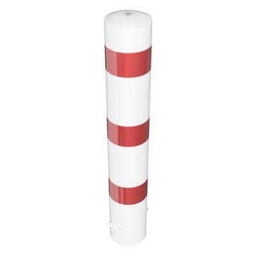 Absperrpfosten Ø 193 mm, zum Einbetonieren, 800mm Überflur, weiß/rot reflektierend