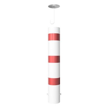 Absperrpfosten Ø 193 mm, zum Einbetonieren, 800mm Überflur, Befüllbar, loser Deckel, weiß/rot