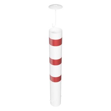 Absperrpfosten Ø 193 mm, zum Einbetonieren, 1100mm Überflur, Befüllbar, loser Deckel, weiß/rot