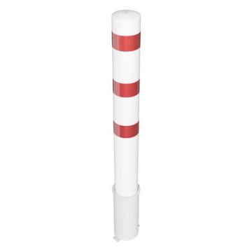 Absperrpfosten Ø 193 mm, herausnehmbar, 1500mm Überflur, ohne Verschluss, weiß/rot