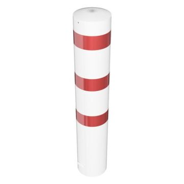 Absperrpfosten Ø 273 mm, zum Einbetonieren, 1100mm Überflur, weiß/rot