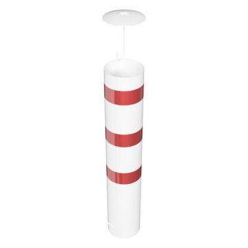 Absperrpfosten Ø 273 mm, zum Einbetonieren, 1100mm Überflur, weiß/rot, mit losem Deckel