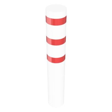 Absperrpfosten Ø 323x5 mm, Einbetonieren, 1600mm Überflur, aufgeschweißte Stahlkappe, weiß/rot