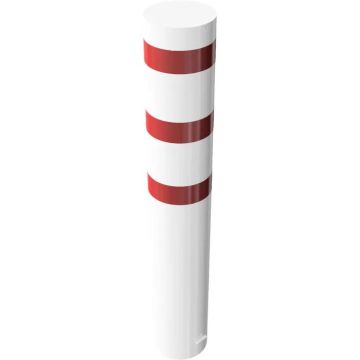 Absperrpfosten Ø 323,1 mm, Einbetonieren, 2000mm Überflur, aufgeschweißte Stahlkappe, weiß/rot