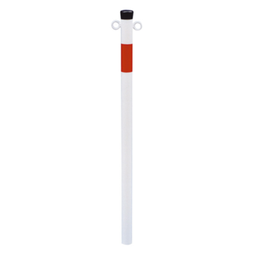 Absperrpfosten Ø 42 mm, zum Einbetonieren, Länge 1300 mm, Höhe 900 mm, weiß/rot, 2 Ösen
