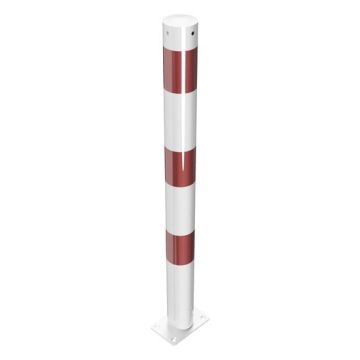 Absperrpfosten Ø 76 mm, ortsfest, zum Aufdübeln Länge  900 mm, 30° neigbar, weiß/rot
