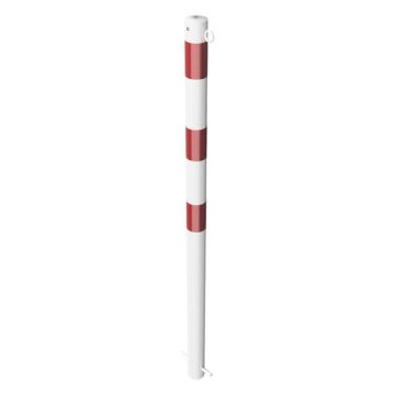 Absperrpfosten Ø 60 mm, ortsfest zum Einbetonieren 900mm Überflur, Erdanker, weiß/rot, 1 Öse