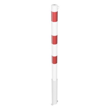 Absperrpfosten Ø 60 mm, herausnehmbar, Bodenhülse, 900mm Überflur, ohne Verschluss, 1 Öse, weiß/rot