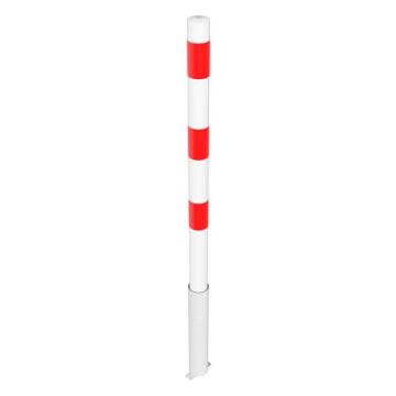 Absperrpfosten Ø 60 mm, herausnehmbar, Bodenhülse, 900mm Überflur, ohne Verschluss, weiß/rot