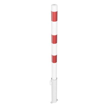 Absperrpfosten Ø 60 mm, herausnehmbar, Bodenhülse, 900mm Überflur, für Vorhangschloss, weiß/rot