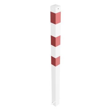 Absperrpfosten 70x70mm, zum Einbetonieren, 900mm Überflur, feuerverzinkt, weiß/rot, 1 Öse