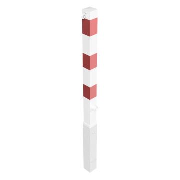 Absperrpfosten 70x70mm, herausnehmbar, Bodenhülse, 900mm Überflur, Dreikantverschluss, 2 Ösen, w/r