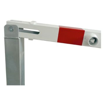 Absperrpfosten 70x70mm, zum Einbetonieren, 900mm Überflur, Dreikant, Hebe- Kippmechanik, weiß/rot